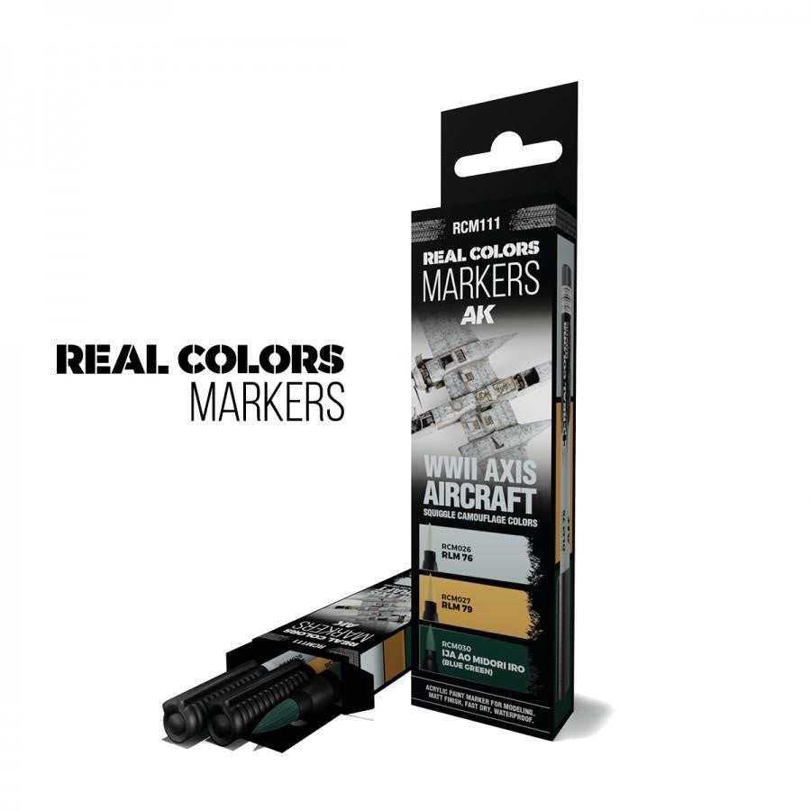 AK Interactive Real Colors Markers WWII Axis Aircraft Squiggle Camouflage Colors (3) RCM111